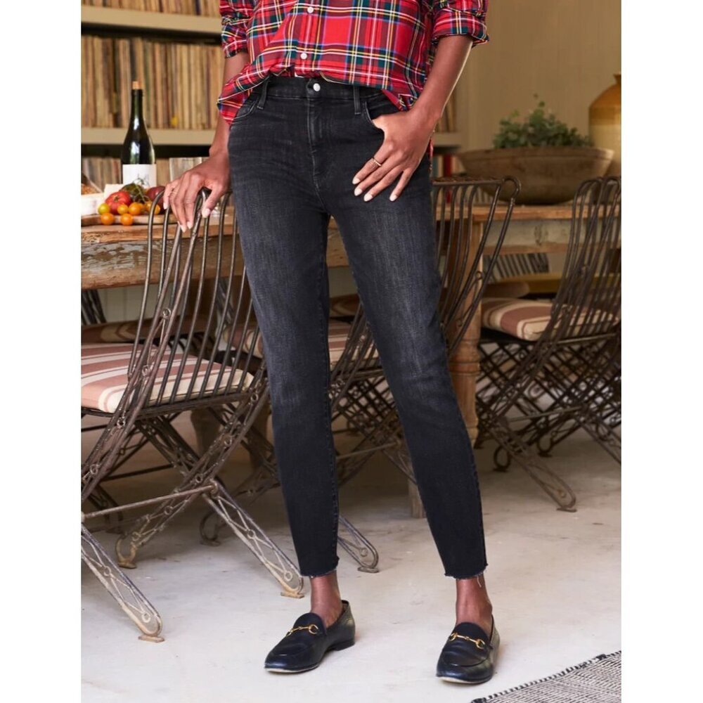 Frank & Eileen Sligo Skinny Jean‎ in Washed Black Raw Hem Size 26